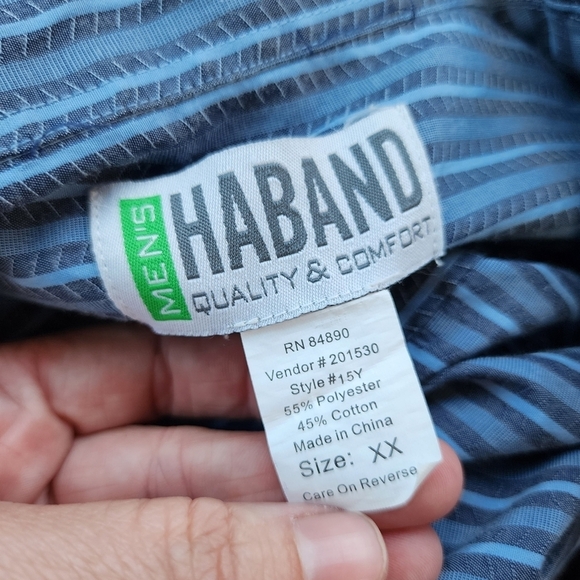 Vintage Haband Men's 2X  Western Pearl Snap Blue Striped Shirt Lightweight EUC - Picture 11 of 12